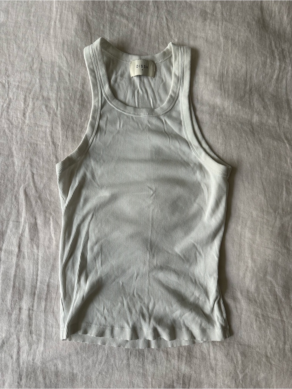 DISSH White Ribbed Racerback Tank Top